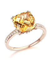 3.60ct Cushion Cut Citrine Engagement Ring, Available in 14kt or 18kt Rose, Yellow or White Gold