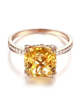 3.60ct Cushion Cut Citrine Engagement Ring, Available in 14kt or 18kt Rose, Yellow or White Gold