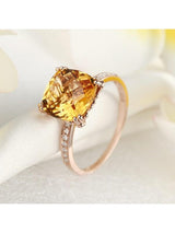 3.60ct Cushion Cut Citrine Engagement Ring, Available in 14kt or 18kt Rose, Yellow or White Gold