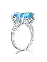 9.60ct Cushion Cut Luxury Blue Topaz Dress Ring, Available in 14kt or 18kt White, Yellow or Rose Gold