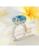 9.60ct Cushion Cut Luxury Blue Topaz Dress Ring, Available in 14kt or 18kt White, Yellow or Rose Gold