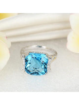 9.60ct Cushion Cut Luxury Blue Topaz Dress Ring, Available in 14kt or 18kt White, Yellow or Rose Gold