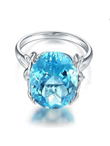 10.30ct Oval Cut Luxury Blue Topaz Dress Ring, Available in 14kt or 18kt White, Yellow or Rose Gold