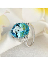 10.30ct Oval Cut Luxury Blue Topaz Dress Ring, Available in 14kt or 18kt White, Yellow or Rose Gold