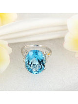 10.30ct Oval Cut Luxury Blue Topaz Dress Ring, Available in 14kt or 18kt White, Yellow or Rose Gold