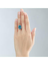 10.30ct Oval Cut Luxury Blue Topaz Dress Ring, Available in 14kt or 18kt White, Yellow or Rose Gold