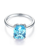 3.90ct Cushion Cut Luxury Blue Topaz Dress Ring, Available in 14kt or 18kt White, Yellow or Rose Gold