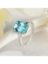 3.90ct Cushion Cut Luxury Blue Topaz Dress Ring, Available in 14kt or 18kt White, Yellow or Rose Gold