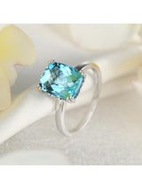 3.90ct Cushion Cut Luxury Blue Topaz Dress Ring, Available in 14kt or 18kt White, Yellow or Rose Gold