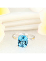 3.90ct Cushion Cut Luxury Blue Topaz Dress Ring, Available in 14kt or 18kt White, Yellow or Rose Gold