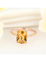 3.10ct Cushion Cut Citrine Engagement Ring, Available in 14kt or 18kt Rose, Yellow or White Gold
