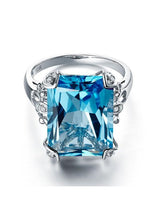 12.70ct Emerald Cut Luxury Blue Topaz Dress Ring, Available in 14kt or 18kt White, Yellow or Rose Gold