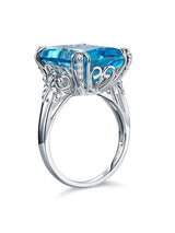 12.70ct Emerald Cut Luxury Blue Topaz Dress Ring, Available in 14kt or 18kt White, Yellow or Rose Gold