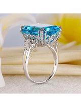 12.70ct Emerald Cut Luxury Blue Topaz Dress Ring, Available in 14kt or 18kt White, Yellow or Rose Gold