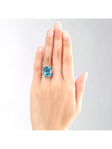 12.70ct Emerald Cut Luxury Blue Topaz Dress Ring, Available in 14kt or 18kt White, Yellow or Rose Gold