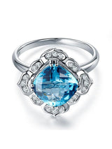 3.00ct Cushion Cut Blue Topaz Engagement Ring, Available in 14kt or 18kt White, Yellow or Rose Gold