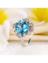 3.00ct Cushion Cut Blue Topaz Engagement Ring, Available in 14kt or 18kt White, Yellow or Rose Gold