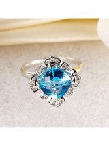 3.00ct Cushion Cut Blue Topaz Engagement Ring, Available in 14kt or 18kt White, Yellow or Rose Gold