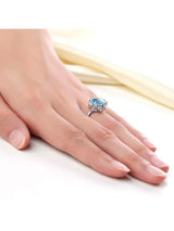 3.00ct Cushion Cut Blue Topaz Engagement Ring, Available in 14kt or 18kt White, Yellow or Rose Gold