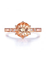 1.20ct Rose Gold, Round Cut Morganite Engagement Ring, Available in 14kt or 18kt Rose, Yellow or White Gold