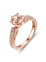 1.20ct Rose Gold, Round Cut Morganite Engagement Ring, Available in 14kt or 18kt Rose, Yellow or White Gold