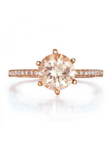 1.20ct Rose Gold, Round Cut Morganite Engagement Ring, Available in 14kt or 18kt Rose, Yellow or White Gold