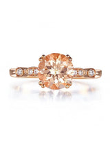 1.20ct Rose Gold, Round Cut Morganite Engagement Ring, Available in 14kt or 18kt Rose, Yellow or White Gold