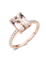 2.80ct Rose Gold, Emerald Cut Morganite Engagement Ring, Available in 14kt or 18kt Rose, Yellow or White Gold