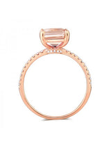 2.80ct Rose Gold, Emerald Cut Morganite Engagement Ring, Available in 14kt or 18kt Rose, Yellow or White Gold