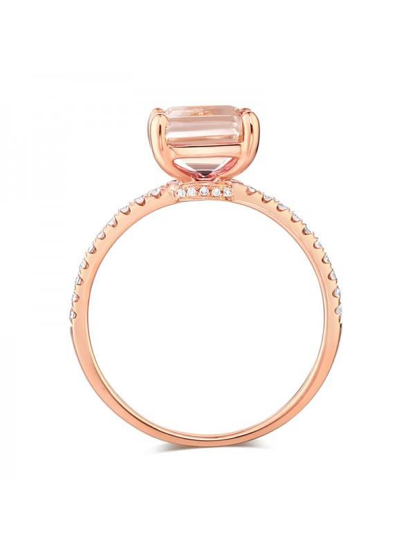 2.80ct Rose Gold, Emerald Cut Morganite Engagement Ring, Available in 14kt or 18kt Rose, Yellow or White Gold