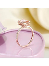 2.80ct Rose Gold, Emerald Cut Morganite Engagement Ring, Available in 14kt or 18kt Rose, Yellow or White Gold