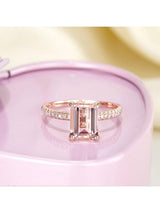 2.80ct Rose Gold, Emerald Cut Morganite Engagement Ring, Available in 14kt or 18kt Rose, Yellow or White Gold
