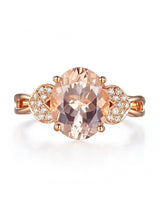 3.50ct Rose Gold, Oval Cut Morganite Engagement Ring, Available in 14kt or 18kt Rose, Yellow or White Gold