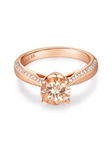 1.20ct Rose Gold, Round Cut Morganite Engagement Ring, Available in 14kt or 18kt Rose, Yellow or White Gold