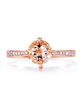 1.20ct Rose Gold, Round Cut Morganite Engagement Ring, Available in 14kt or 18kt Rose, Yellow or White Gold