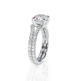 1.00ct Round Cut Moissanite Engagement Ring & Wedding Band Set, 14Kt 585 White Gold