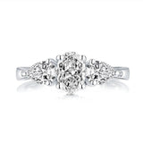 1.75ct Oval Cut Diamond 3 Stone Engagement Ring, 925 Silver