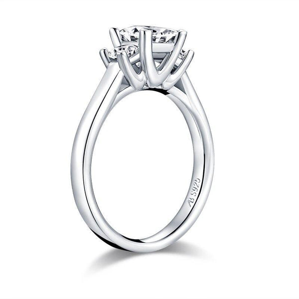 1.00ct Princess Cut Diamond 3 Stone Engagement Ring, 925 Silver