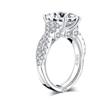 5.00ct Radiant Cut Diamond Engagement Ring, Vintage Twist Shoulders, 925 Silver