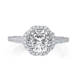 2.00ct Vintage Brilliant Cut, Diamond Halo Engagement Ring, 925 Silver