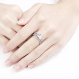 2.00ct Princess Cut Diamond Ring Set, 925 Sterling Silver