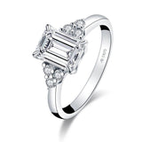 1.50ct Vintage Emerald Cut Diamond Engagement Ring, 925 Silver