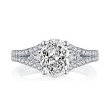 2.00ct Oval Cut Diamond Engagement Ring, 925 Silver