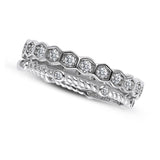 0.60ct Diamond Wedding Band, Full Eternity Ring, 925 Sterling Silver, x2 Ring Set