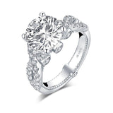3.50ct Round Cut, Vintage Twist Shoulders, Diamond Engagement Ring, 925 Silver