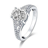 2.00ct Oval Cut Diamond Engagement Ring, 925 Silver