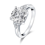 4.00ct Vintage Cushion Cut Diamond Engagement Ring, 925 Silver