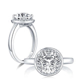 2.65ct Round Cut Diamond Halo Engagement Ring, 925 Silver