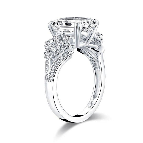4.00ct Radiant Cut Vintage Diamond Engagement Ring, 925 Silver