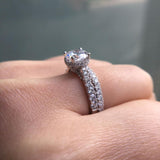 2.50ct Round Cut Halo Diamond Ring, Bridal Ring Set, 925 Sterling Silver